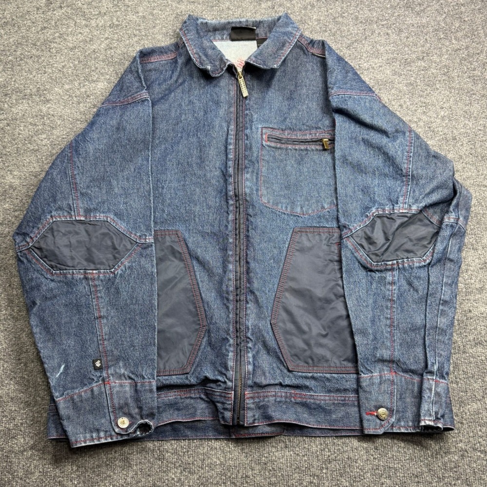 Rocawear Denim Jacket Mens 2XL Blue Full Zip Y2K Hip Hop Baggy